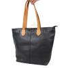 F294 Genuine Leather Tote Shoulder Bag with Tan Handle