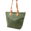 F294 Genuine Leather Tote Shoulder Bag with Tan Handle