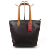 F294 Genuine Leather Tote Shoulder Bag with Tan Handle