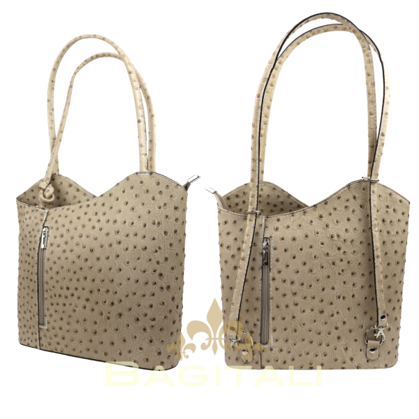 F219 Single Tone Ostrich Shoulder Bag/Backpack