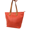 F294 Genuine Leather Tote Shoulder Bag with Tan Handle