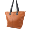 F294 Genuine Leather Tote Shoulder Bag with Tan Handle
