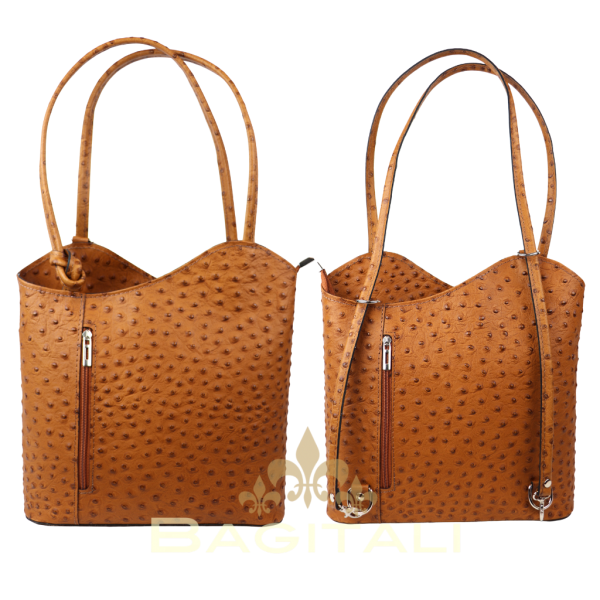 F219 Single Tone Ostrich Shoulder Bag/Backpack