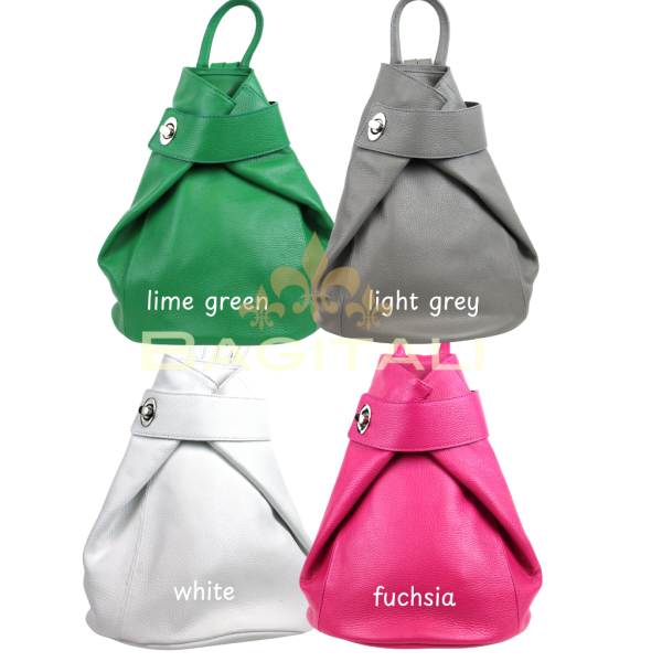 F285 Genuine Leather Stylish Backpack with front Buckle