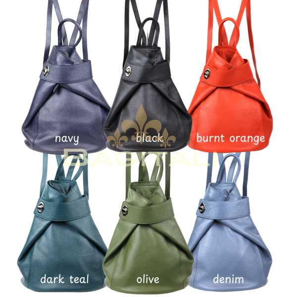 F285 Genuine Leather Stylish Backpack with front Buckle