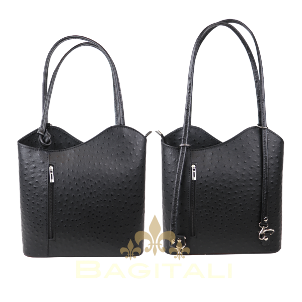 F219 Single Tone Ostrich Shoulder Bag/Backpack