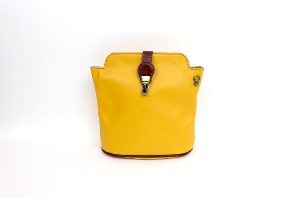 V121 Genuine Leather Crossbody Bag with front Buckle Closure