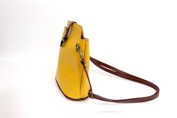 V121 Genuine Leather Crossbody Bag with front Buckle Closure