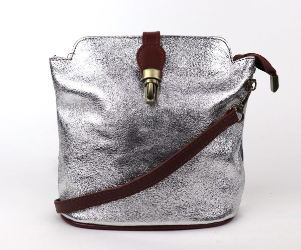 V121 Genuine Leather Crossbody Bag with front Buckle Closure