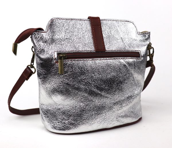 V121 Genuine Leather Crossbody Bag with front Buckle Closure