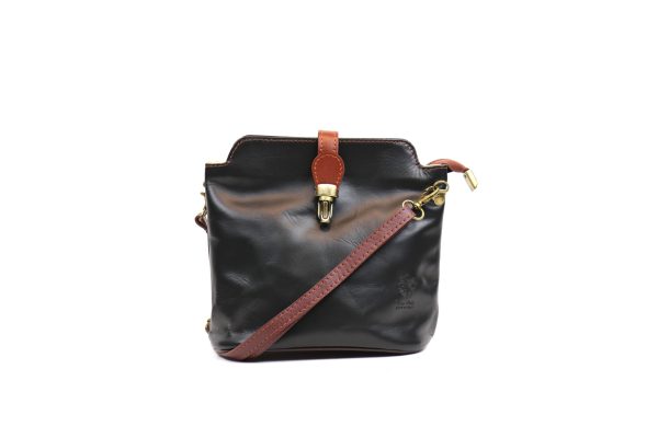 V121 Genuine Leather Crossbody Bag with front Buckle Closure