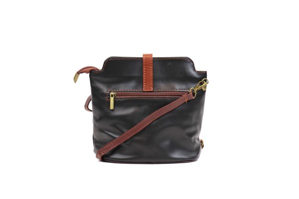 V121 Genuine Leather Crossbody Bag with front Buckle Closure
