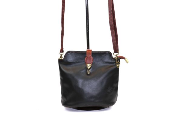 V121 Genuine Leather Crossbody Bag with front Buckle Closure