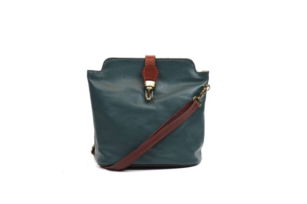 V121 Genuine Leather Crossbody Bag with front Buckle Closure
