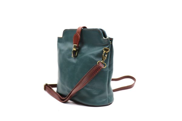 V121 Genuine Leather Crossbody Bag with front Buckle Closure