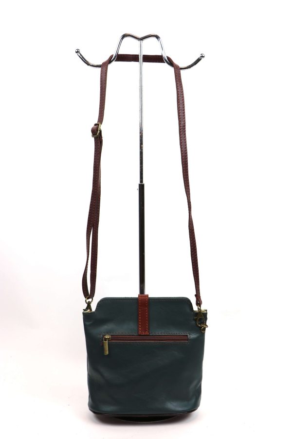 V121 Genuine Leather Crossbody Bag with front Buckle Closure