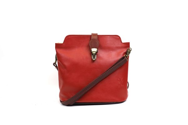 V121 Genuine Leather Crossbody Bag with front Buckle Closure