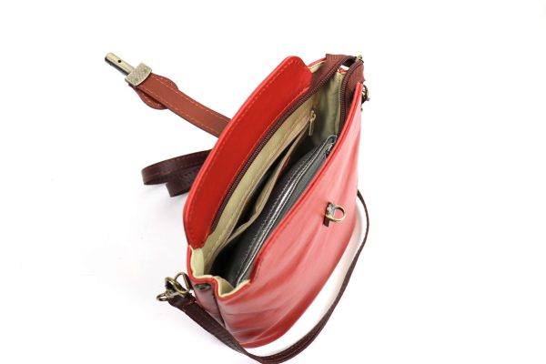 V121 Genuine Leather Crossbody Bag with front Buckle Closure