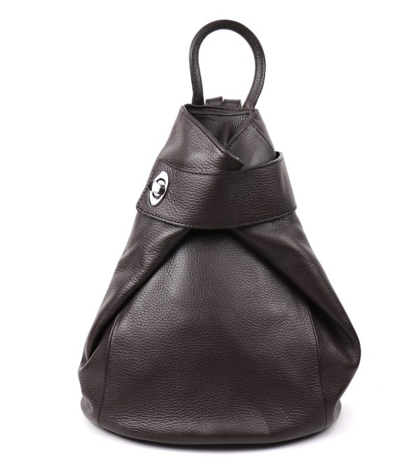 F285 Genuine Leather Stylish Backpack with front Buckle