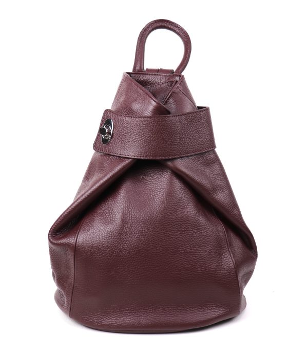 F285 Genuine Leather Stylish Backpack with front Buckle