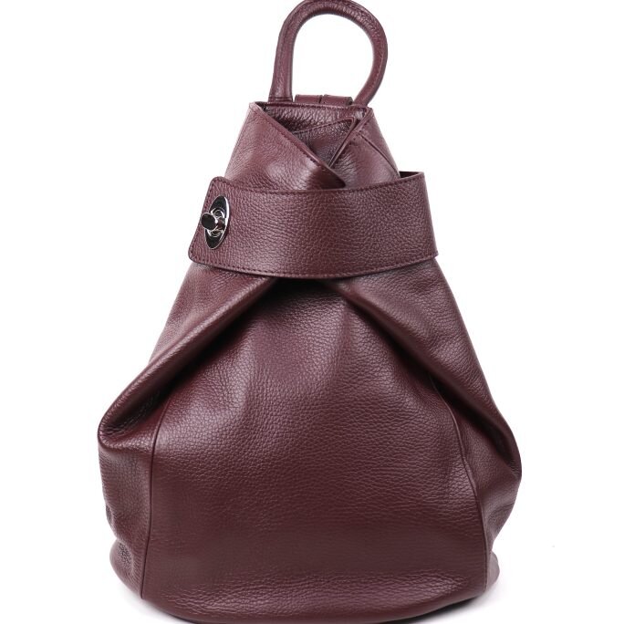 F285 Genuine Leather Stylish Backpack with front Buckle