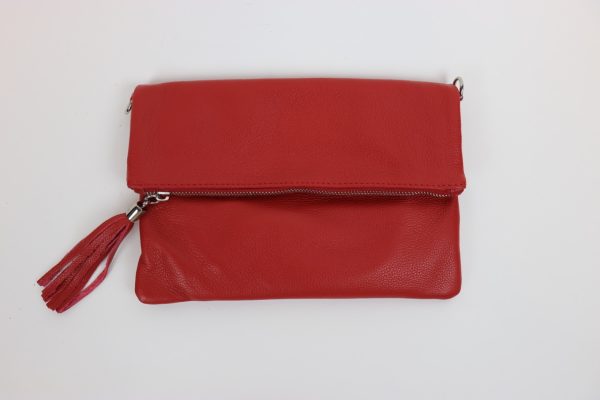 Leather Fold over Clutch Bag V176
