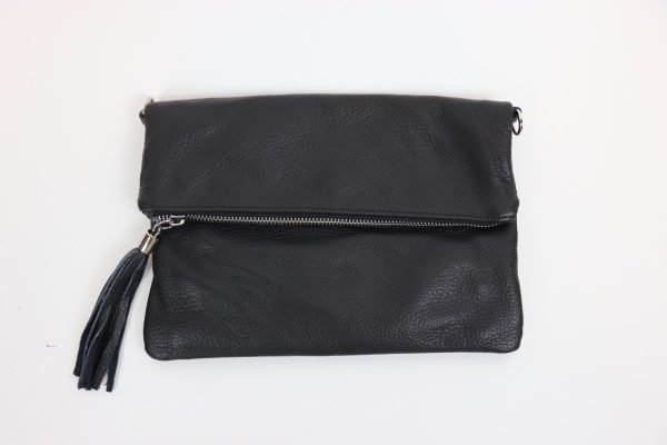 Leather Fold over Clutch Bag V176