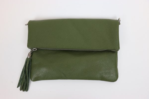 Leather Fold over Clutch Bag V176