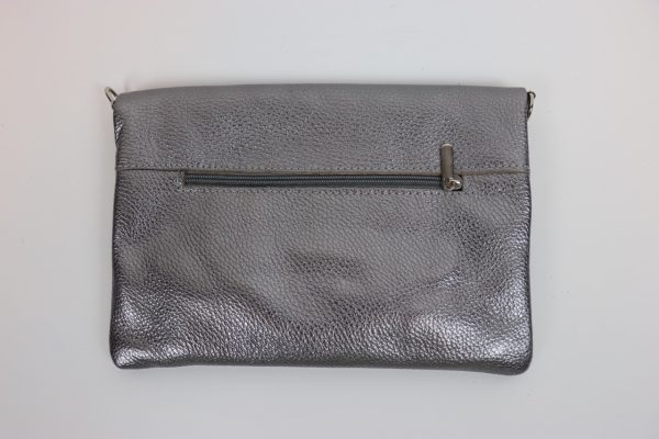 V176 Metallic Leather Fold over Clutch Bag