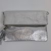 V176 Metallic Leather Fold over Clutch Bag