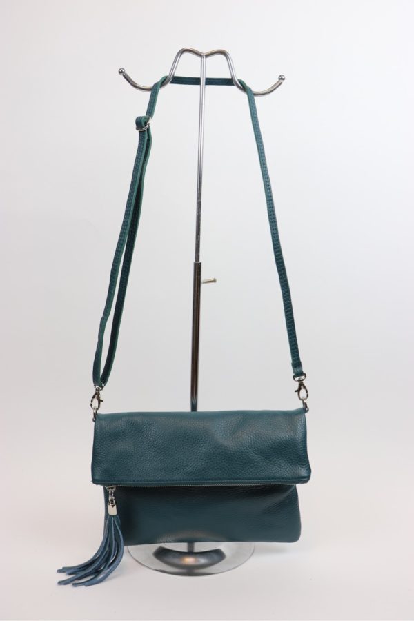 Leather Fold over Clutch Bag V176