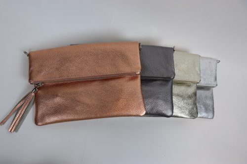 V176 Metallic Leather Fold over Clutch Bag