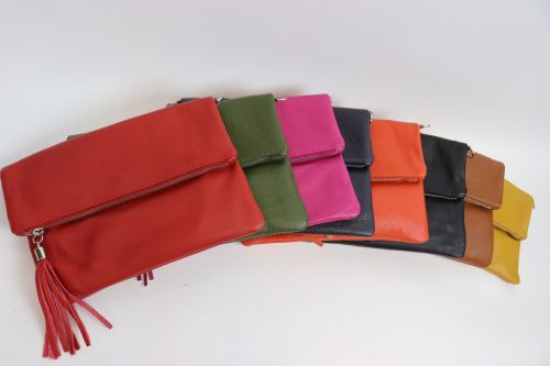 Leather Fold over Clutch Bag V176
