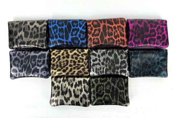 Small Leopard Print Metallic Money Pouch