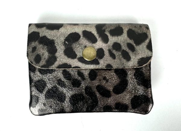 Small Leopard Print Metallic Money Pouch