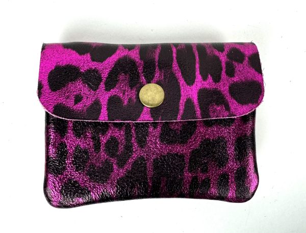 Small Leopard Print Metallic Money Pouch