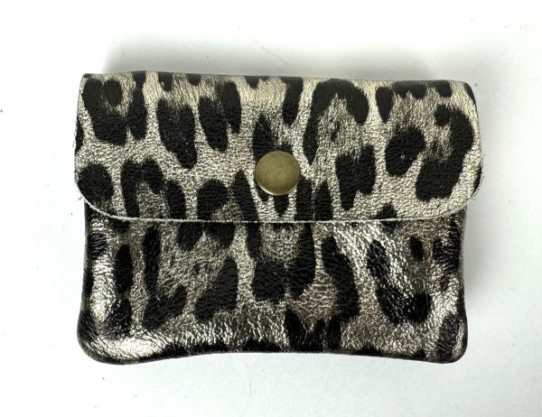 Small Leopard Print Metallic Money Pouch