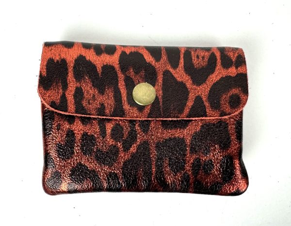 Small Leopard Print Metallic Money Pouch