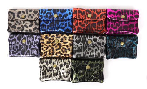Small Leopard Print Metallic Money Pouch