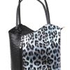 F219O Black/Leopard Print Ostrich Shoulder/Backpack