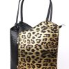 F219O Black/Leopard Print Ostrich Shoulder/Backpack