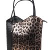 F219O Black/Leopard Print Ostrich Shoulder/Backpack