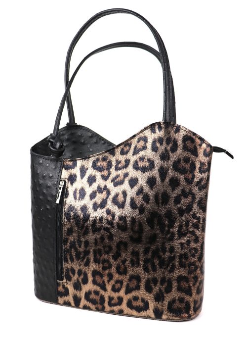 IMG_7168 copy F219O Black/Leopard Print Ostrich Shoulder/Backpack