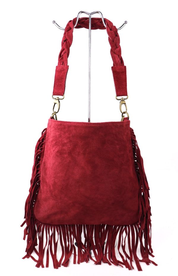 M563S Suede Fringe Shoulder/Crossbody Bag