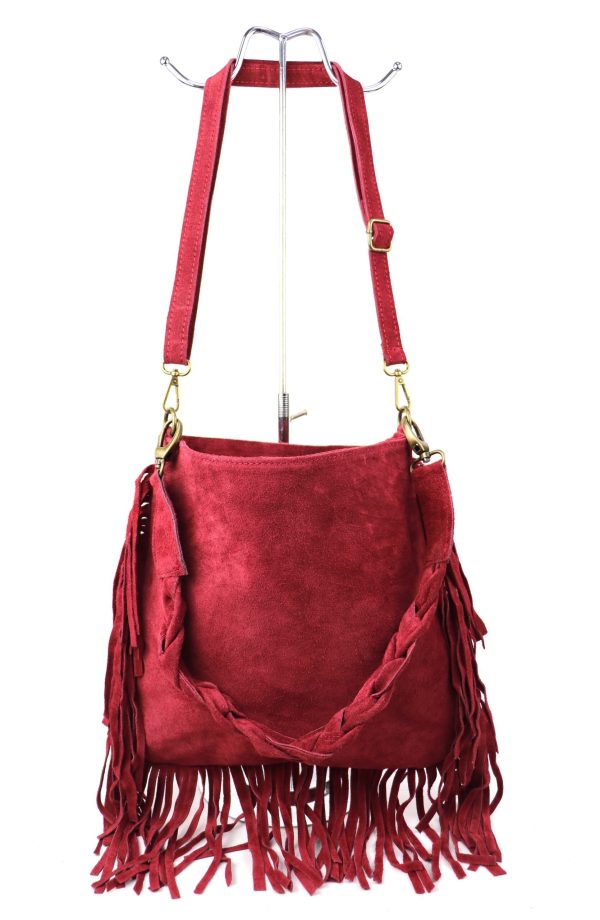 M563S Suede Fringe Shoulder/Crossbody Bag