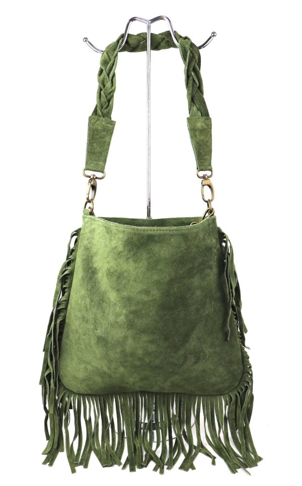 M563S Suede Fringe Shoulder/Crossbody Bag