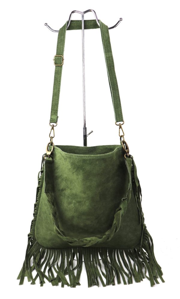 M563S Suede Fringe Shoulder/Crossbody Bag