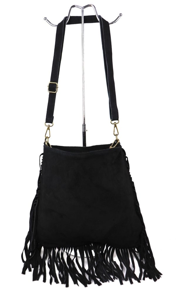 M563S Suede Fringe Shoulder/Crossbody Bag