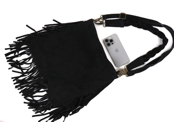 M563S Suede Fringe Shoulder/Crossbody Bag