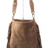M563S Suede Fringe Shoulder/Crossbody Bag